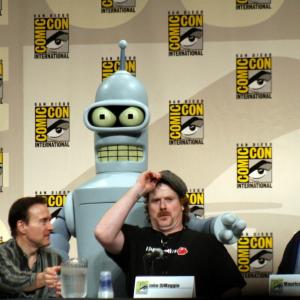 Billy West, John Di Maggio, and Maurice LaMarche at the Futurama panel, Comic-Con 2008