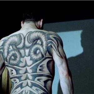 Ralph Fiennes as Francis Dolarhyde in Red Dragon Back piece tattoo created and applied by Ken Diaz