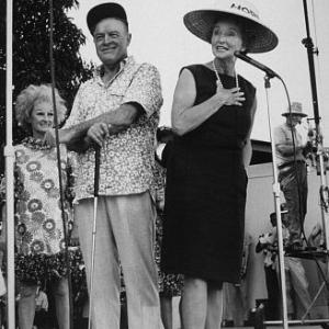 Bob Hope with wife Dolores and Phyllis Diller during a U.S.O. Christmas tour in Southeast Asia