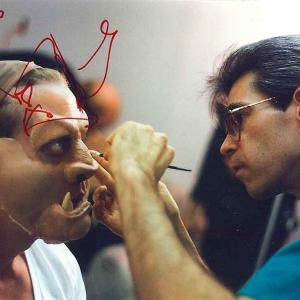 John Dods applying prosthetics to Terrance Mann in 1990 for 