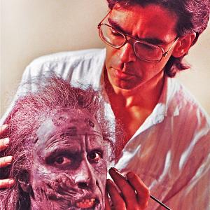 John Dods applying his Bog Woman prosthetics for the Museum Hearts episode of the Monsters TV Series Circa 1990