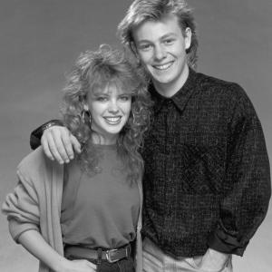 Still of Kylie Minogue and Jason Donovan in Neighbours 1985