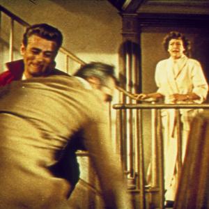 Still of James Dean Jim Backus and Ann Doran in Rebel Without a Cause 1955