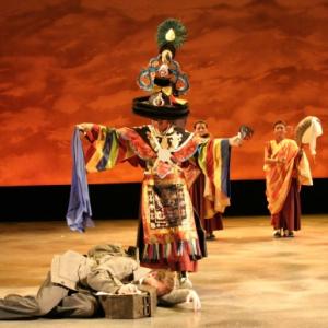Tsering Dorjee bawa feature as Black hat dancer in a play called Tibet Through Red Box in Seattle Childrens Theater
