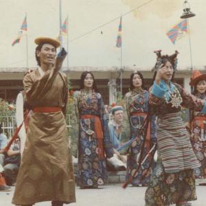 Tsering Dorjee bawa, dancing for His Holiness the 14th Dalai Lamas birthday.1991 in India