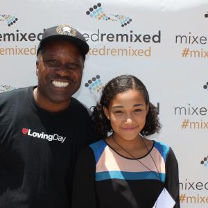 ActorWriter Nay K Dorsey with actress Amandla Stenberg of the movies Colombiana and Hunger Games at the Multiracial Mixed Race event June 2014