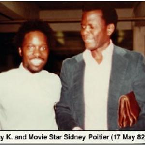 actor, Nay K. Dorsey with his idol, movie star, Sidney Poitier. {May 1982}