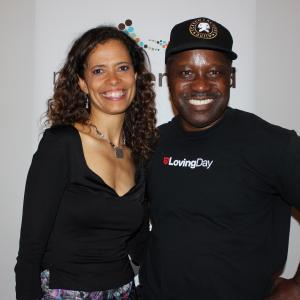 ActorWriter Nay K Dorsey with actresssinger Erica Gimpel of the television series Fame at the Multiracial Mixed Race event June 2014