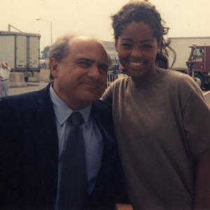 Danny DeVito and Anthonia Kitchen on the set of Renaissance Man.