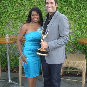 Anthonia Kitchen and good friend Danny Jacobs at Emmy party after Dannys win as King Julien in Penguins of Madagascar