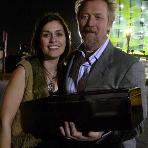 Producer Albena Dodeva and Actor Robert Patrick on the set of MR. SOPHISTICATION.