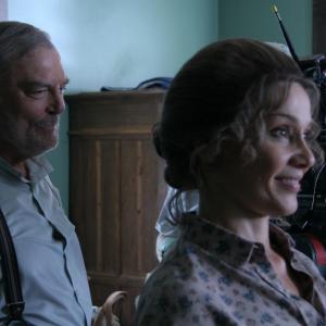 Marta DuBois and Stacy Keach on set of Lone Rider