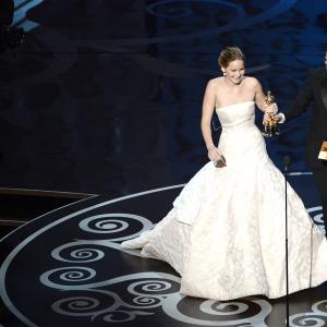Jean Dujardin and Jennifer Lawrence