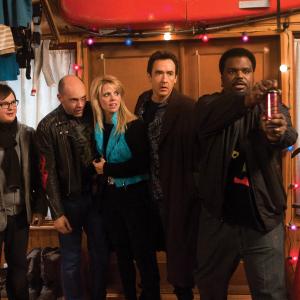 Still of John Cusack Clark Duke Craig Robinson Rob Corddry and Collette Wolfe in Hot Tub Time Machine 2010
