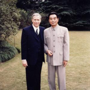 As General George C Marshall with Zhou Enlai in Shanghai mainland China for the 30 episodes miniseries War Of Chinas Fate