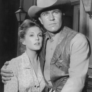 Karen Sharpe stars as Laura Thomas and Don Durant as Johnny Ringo in producer Aaron Spelling's first television series 