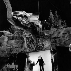 Georgia Durante on the set of Casper doubling for Cathy Moriarty, with Stunt coordinator Gary Hymes