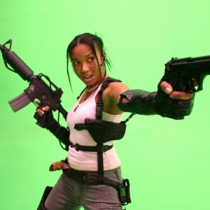 on the set as Sheva Alomar for Resident Evil 5