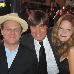 John C Reilly with Disney animator Adam Dykstra and his sister Molly during the WreckIt Ralph wrap party