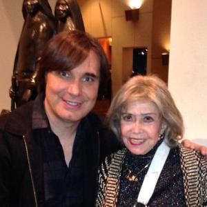 Cartoon voice-over actress, June Foray and Adam Dykstra during the Cartoonist Union's 2012 Holiday Party.