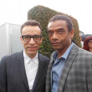 With funny man Fred Armisen of Saturday Night Live/ Late Night with Seth Meyers at 2014 Independent Spirit Awards.