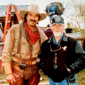 With Tom Selleck on the set of Crossfire Trail