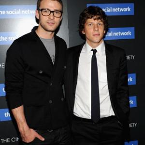 Justin Timberlake and Jesse Eisenberg at event of The Social Network 2010