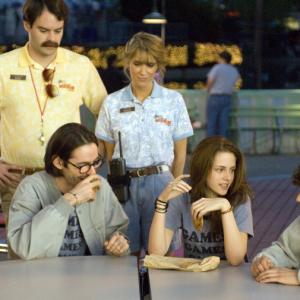 Still of Jesse Eisenberg, Bill Hader, Martin Starr, Kristen Stewart and Kristen Wiig in Adventureland (2009)