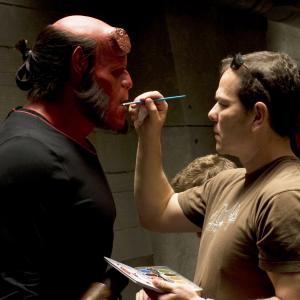 Mike with Ron Perlman on Hellby 2 set