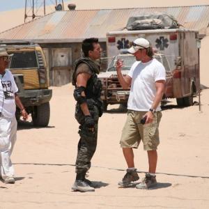 Second Unit Director Doug Aarniokoski and Oded Fehr discuss a scene