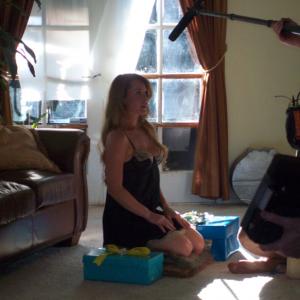 Tami Erin filming on the set of the 