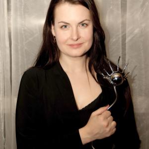 Danishka Esterhazy with award for Best Canadian Feature for her film Black Field At the Female Eye Film Festival in Toronto March 2010