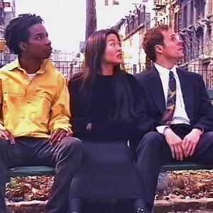 Actors Dwight Ewell, Lianna Pi and Paul Shultze in the Hal Hartley short 'NYC 3/94'