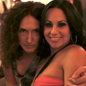 Francesca Fanti and Christina Bocanegra on the set of Las Vegas Story