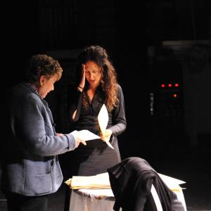 Francesca Fanti with writer and director Dacia Maraini rehearsing Lettere DAmore one woman show