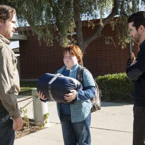 Still of Christian Campbell, Colin Farrell and Trevor Larcom in True Detective (2014)