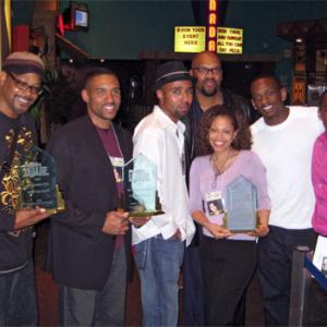 WriterDirector Kent Faulcon celebrates with other winners as his film Sisters Keeper wins both Best Drama and Audience Choice at the Texas Black Film Festival