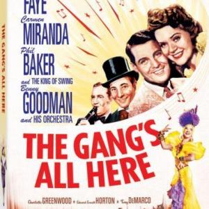 Phil Baker James Ellison Alice Faye and Benny Goodman in The Gangs All Here 1943