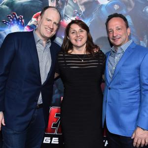 Victoria Alonso Louis DEsposito and Kevin Feige at event of Kersytojai 2 2015