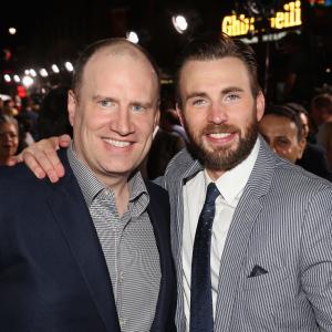 Chris Evans and Kevin Feige at event of Kersytojai 2 (2015)