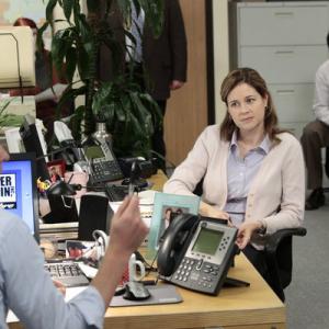Still of Jenna Fischer, John Krasinski and Oscar Nuñez in The Office (2005)