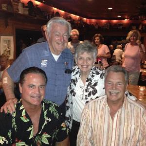 Attending the 2014 Daytona 500, actor Jim Fitzpatrick and Bobby & Judy Allison enjoy a dinner together, the night before