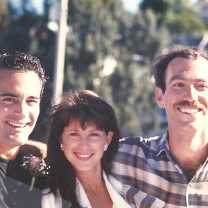 Actors Jim Fitzpatrick Jodi Knotts and WriterDirector David Klass aboard a Yacht in San Francisco Bay during their wedding on July 4th 1990