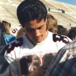 Tampa Bay WR Jim Fitzpatrick, signing autographs at Burt's Bash, before the first home game, in 1983
