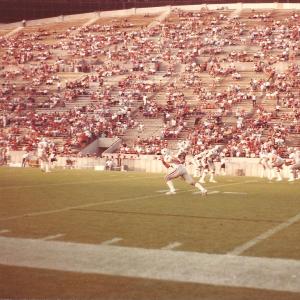 83 Jimmy Fitzpatrick in Tampa Stadium running routes leadingup to playing against his brother Tony for Houston