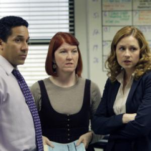 Still of Jenna Fischer Kate Flannery and Oscar Nuez in The Office 2005