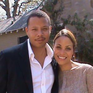 Jaqueline Fleming and Terrence Howard on set The Ledge