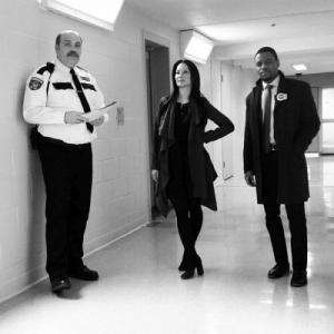 With Lucy Liu and Jon Michael Hill on the set of Elementary