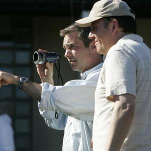 Director of Photography ERIC KRESS and director PETER FLINTH on the set of MASTERMIND 2005