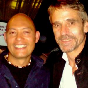 Gary Foo and Jeremy Irons, in London, England.